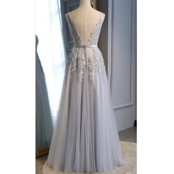 Grey Wedding Prom Formal Dress size S M L - Picture 2 of 6